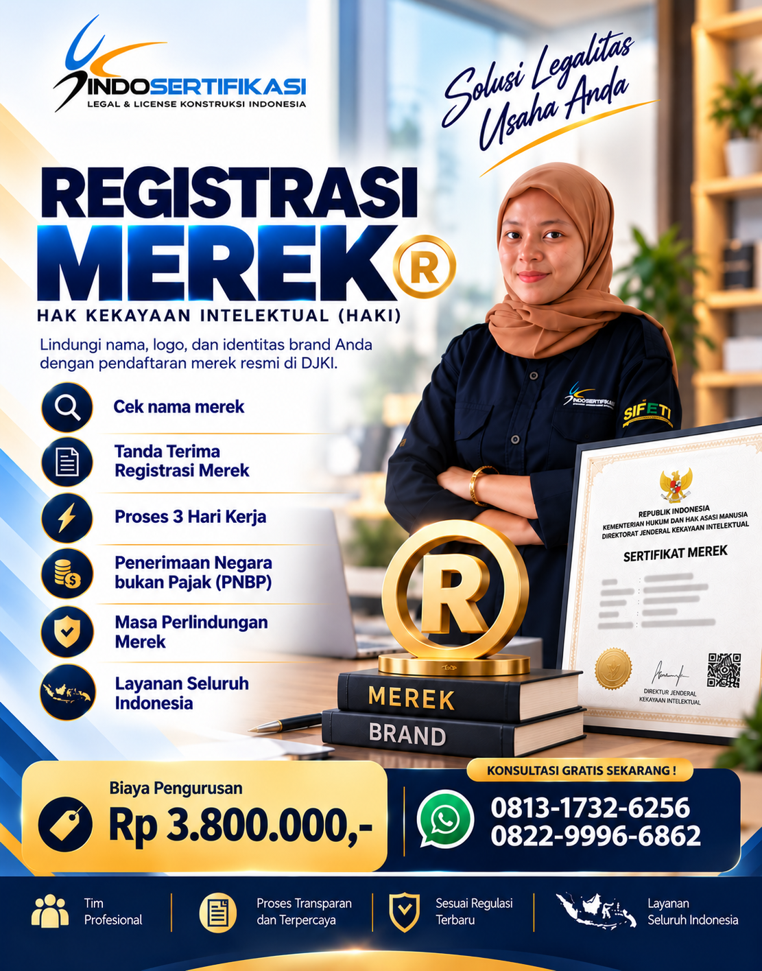 Flyer Registrasi Hak Merek HAKI DJKI Kemenkumham IndoSertifikasi
