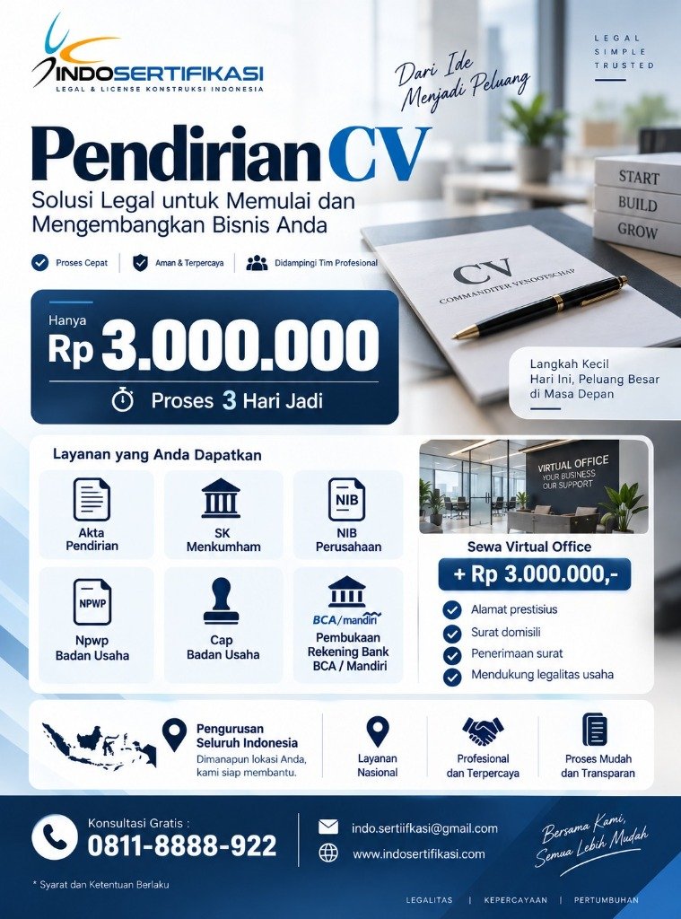 Flyer Pendirian CV IndoSertifikasi