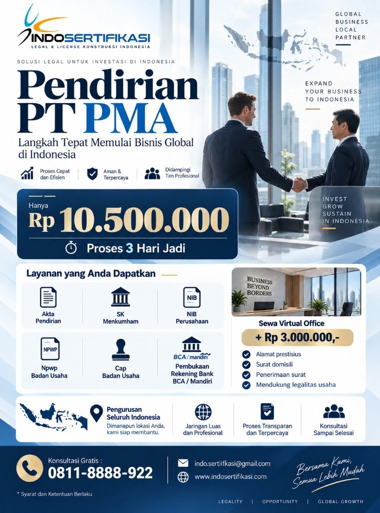 Flyer Pendirian PT PMA IndoSertifikasi