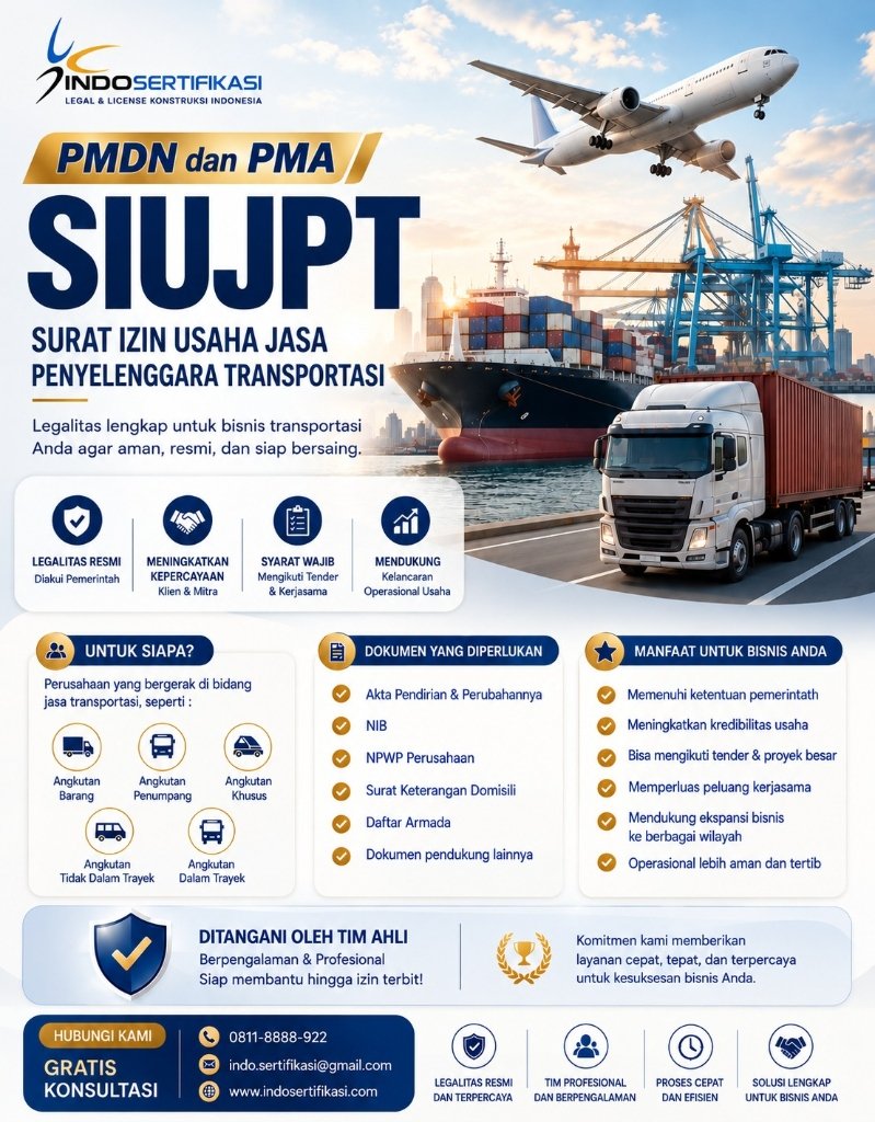 Flyer Pengurusan SIUJPT Transportasi IndoSertifikasi
